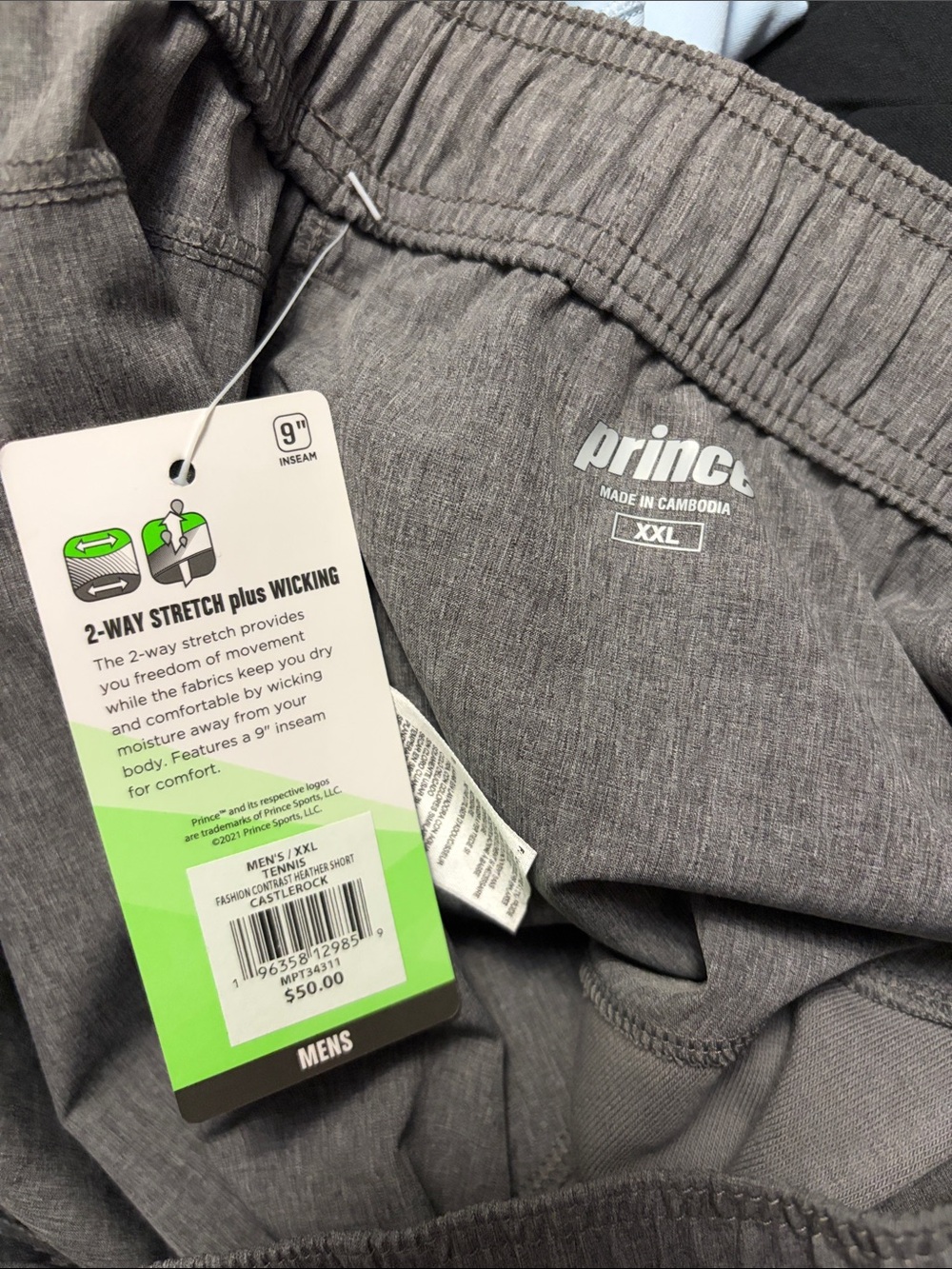 Prince Men's Gray Athletic Shorts 2 way stretch Size XXL Tennis - Picture 4 of 4